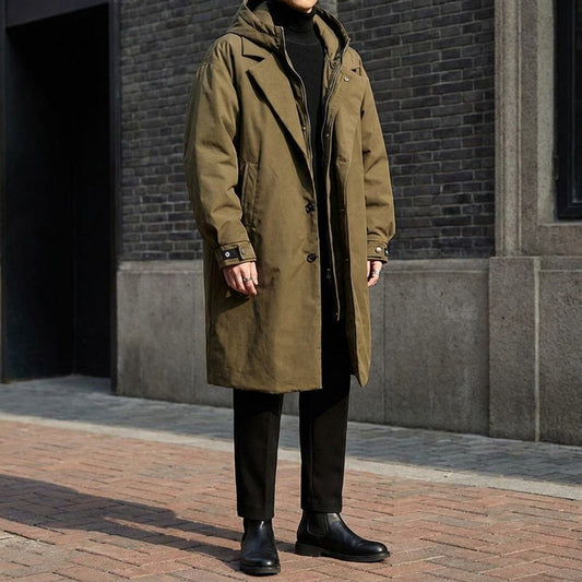 Kensington Overcoat - Men's Hooded Long Overcoat