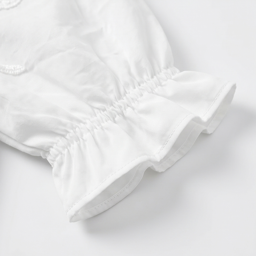 Belvera Ruffled V-Neck Blouse - Women's Puff Sleeve Top