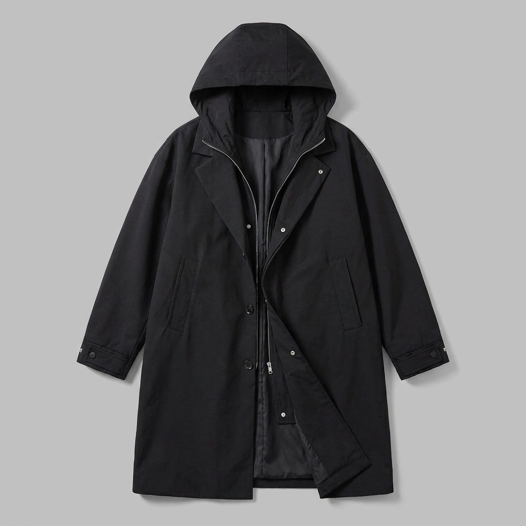 Kensington Overcoat - Men's Hooded Long Overcoat