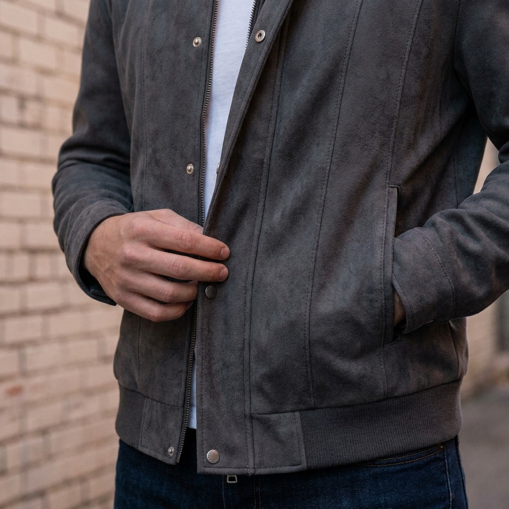 Union Bomber Jacket - Men's Vegan Suede Bomber