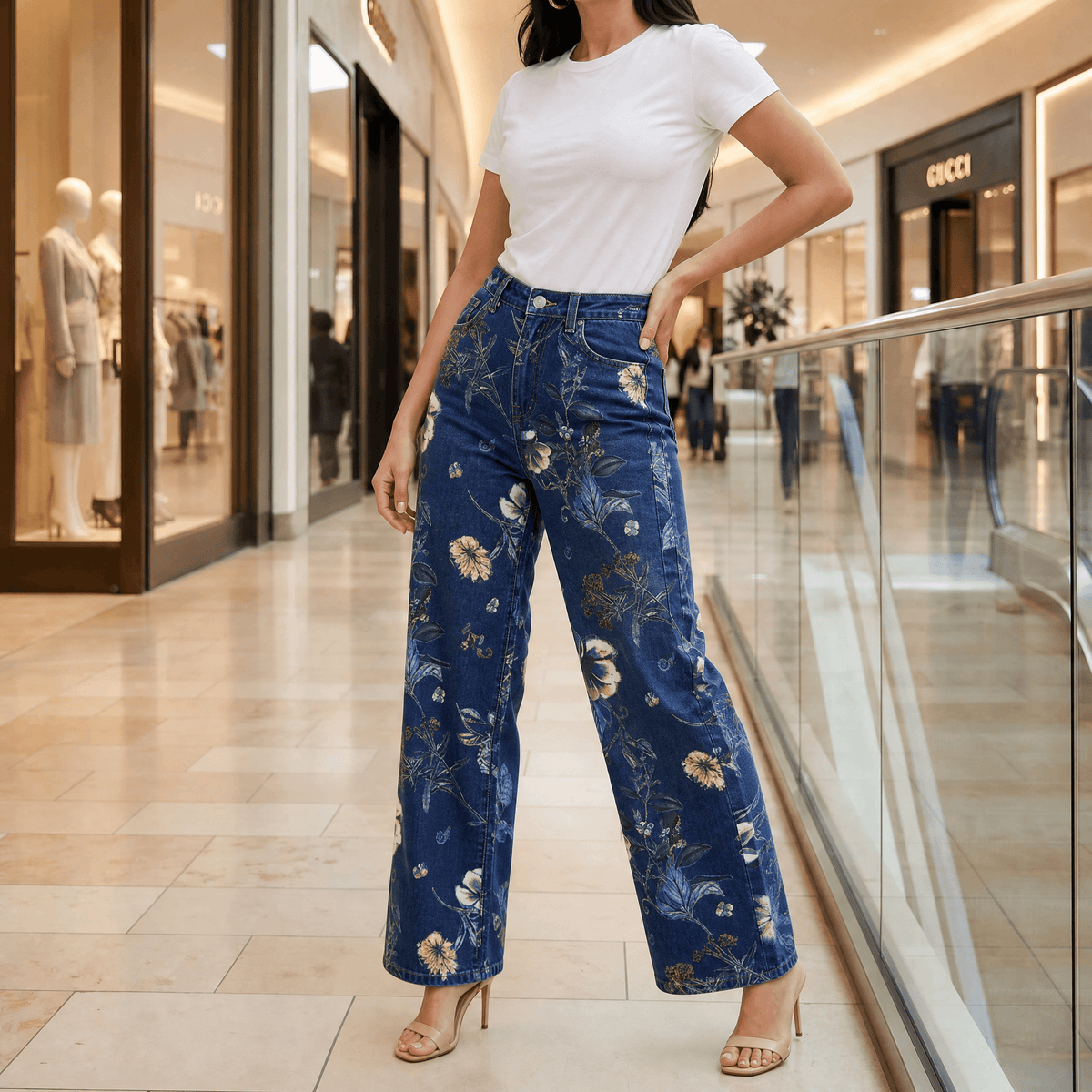 Blomara Floral Jeans - Wide Leg Women's Printed Jeans