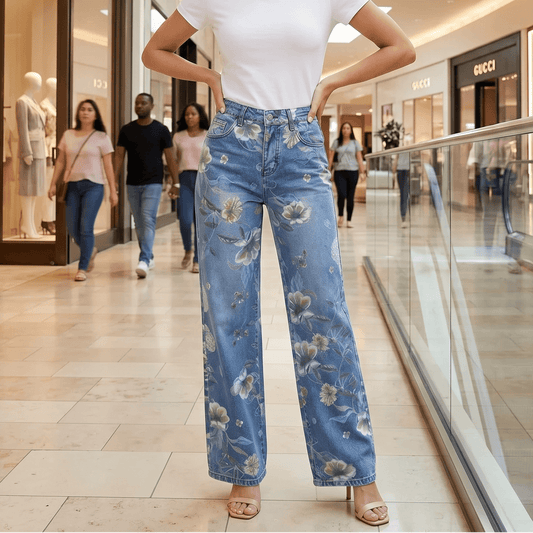 Blomara Floral Jeans - Wide Leg Women's Printed Jeans