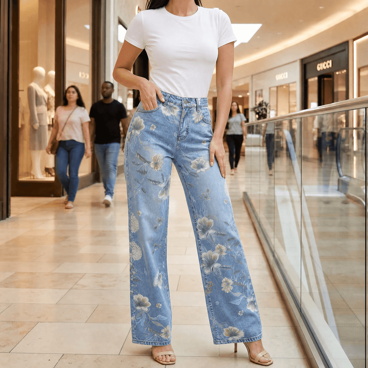 Blomara Floral Jeans - Wide Leg Women's Printed Jeans
