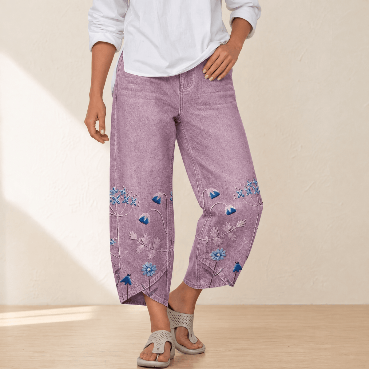 Bloomara Embroidered Jeans - Women's Tulip Hem Jeans