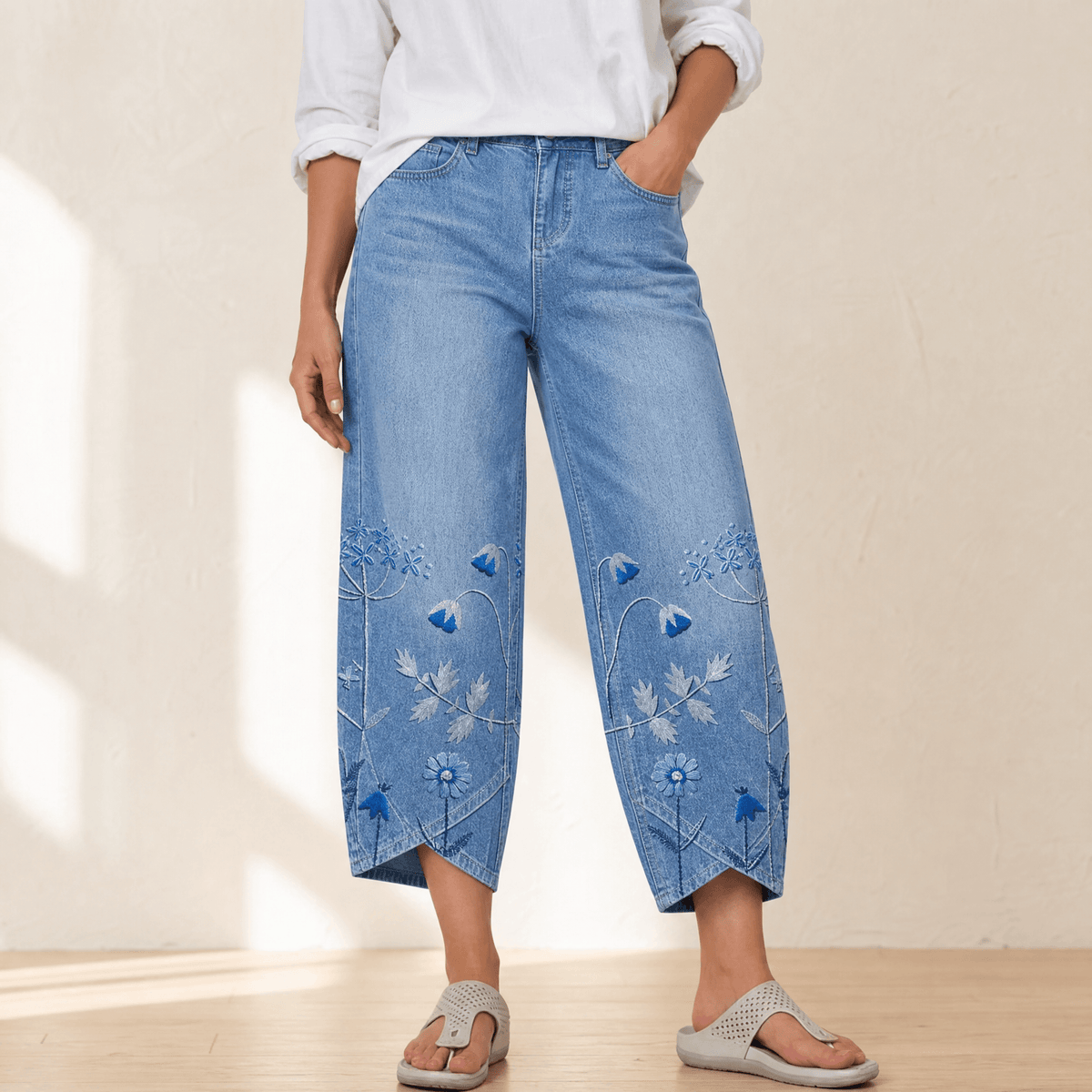 Bloomara Embroidered Jeans - Women's Tulip Hem Jeans