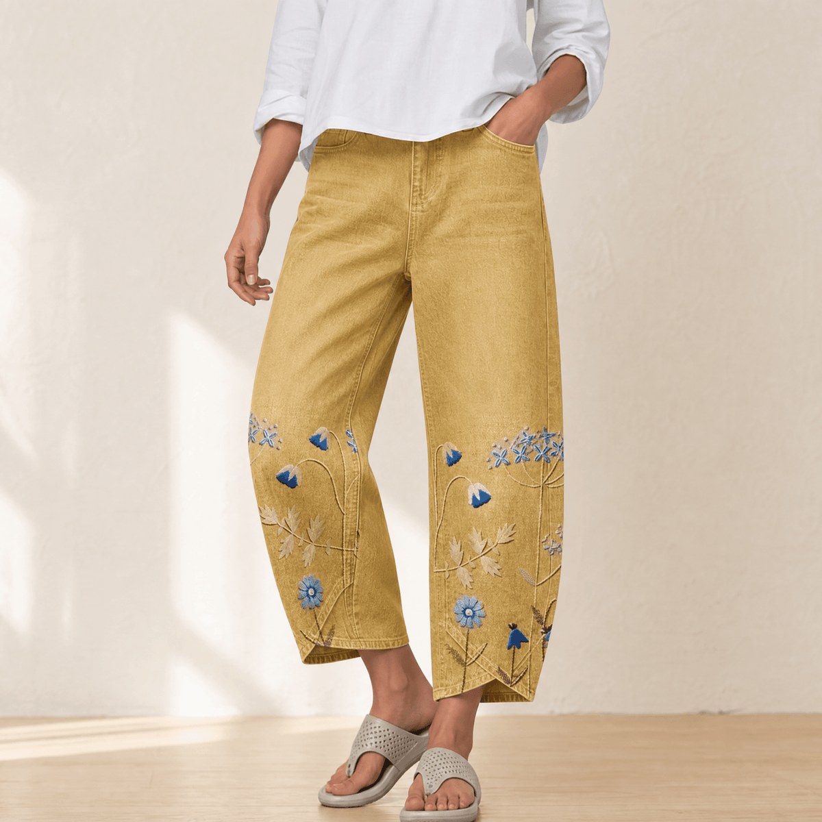 Bloomara Embroidered Jeans - Women's Tulip Hem Jeans