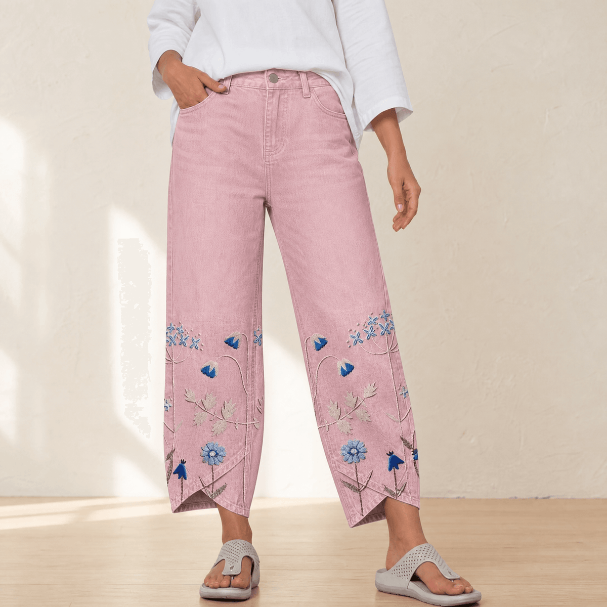 Bloomara Embroidered Jeans - Women's Tulip Hem Jeans