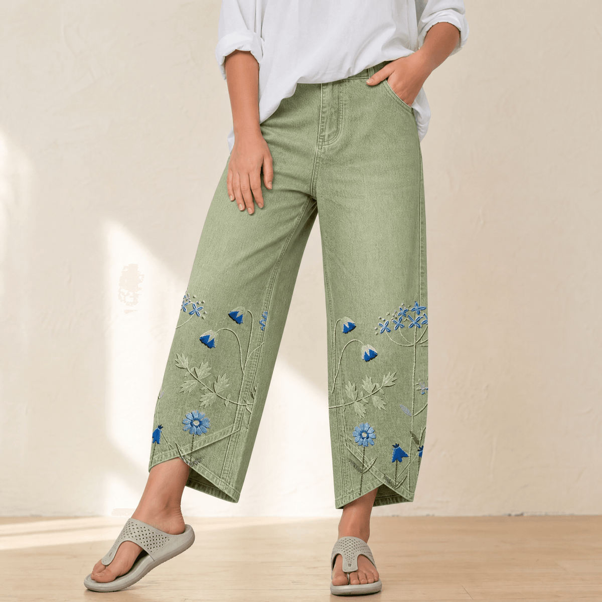 Bloomara Embroidered Jeans - Women's Tulip Hem Jeans