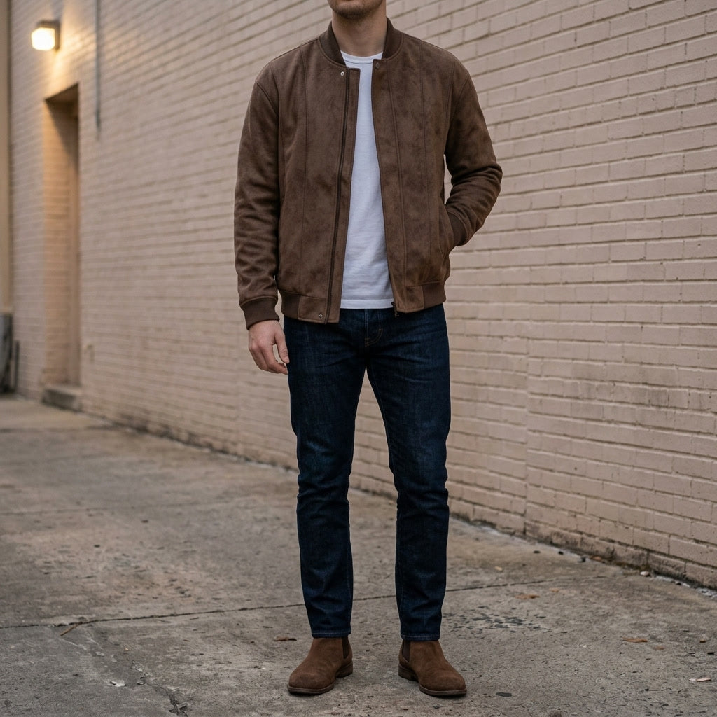 Union Bomber Jacket - Men's Vegan Suede Bomber