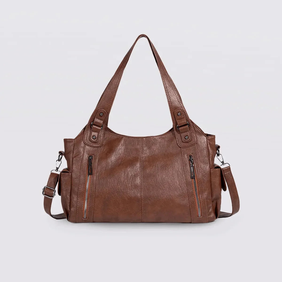 Everyday Tote - Black Vegan Leather Women's Shoulder Bag
