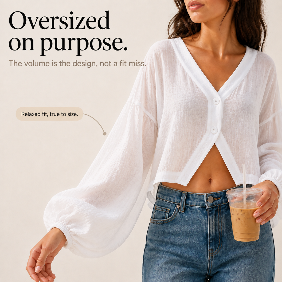 Cruvella Sheer Crinkle Layer - Women's Cropped Light Jacket