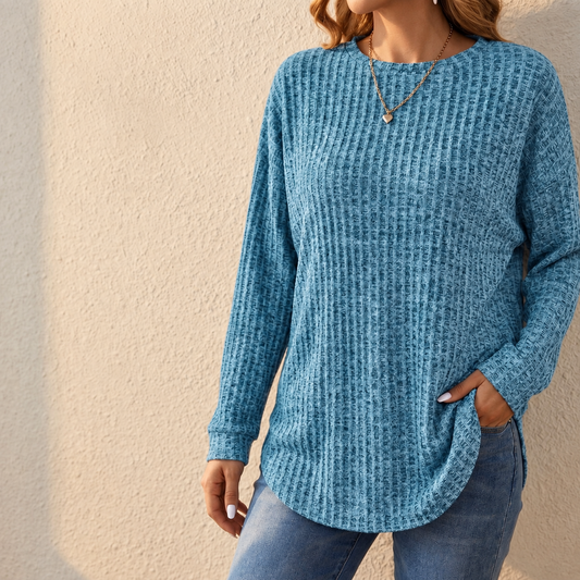 Wovelle - Waffle Knit Oversized Women's Sweater