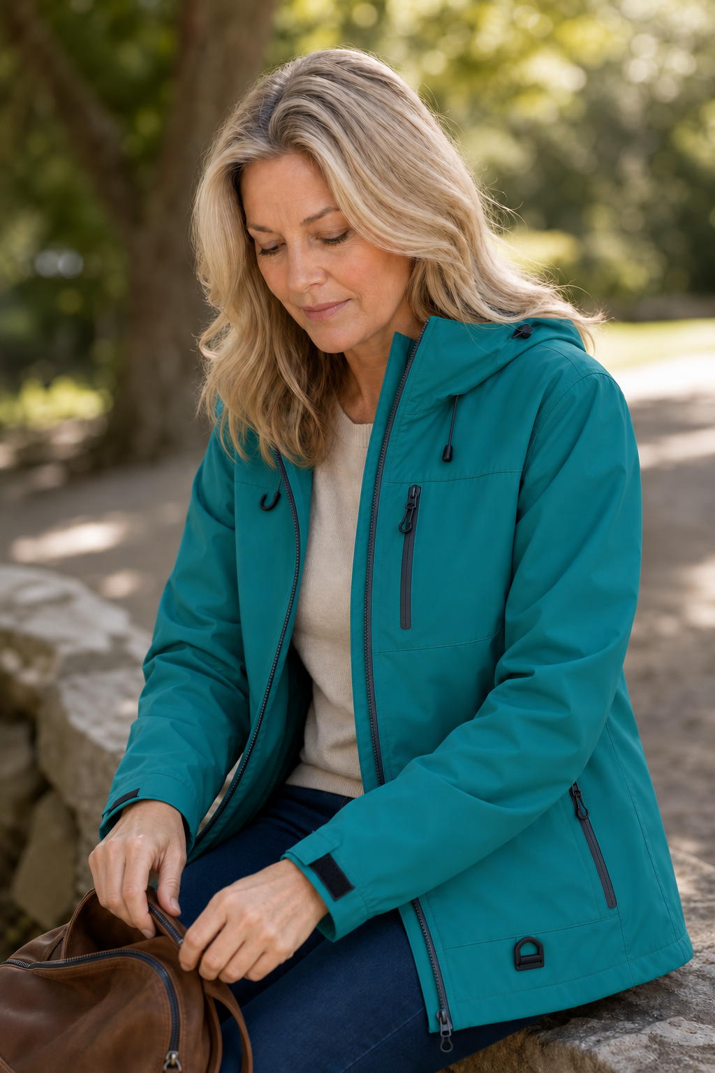 Weathergo Hooded Rain Jacket - Windproof Women's Raincoat