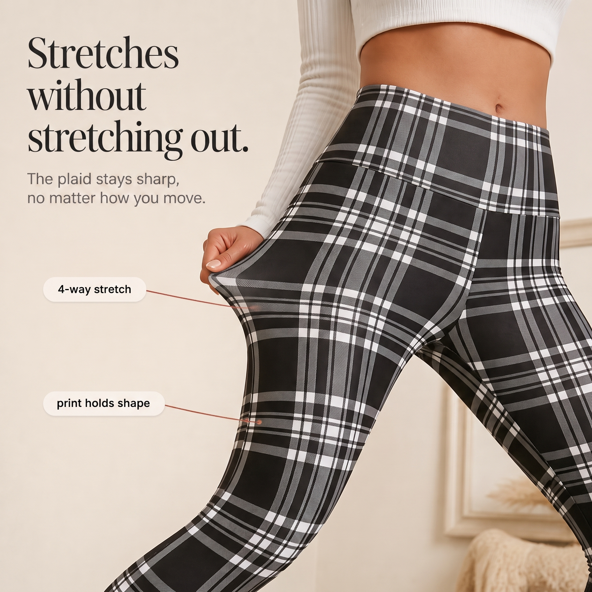 Wearbella Plaid Thermal Leggings - Women's Lined Leggings