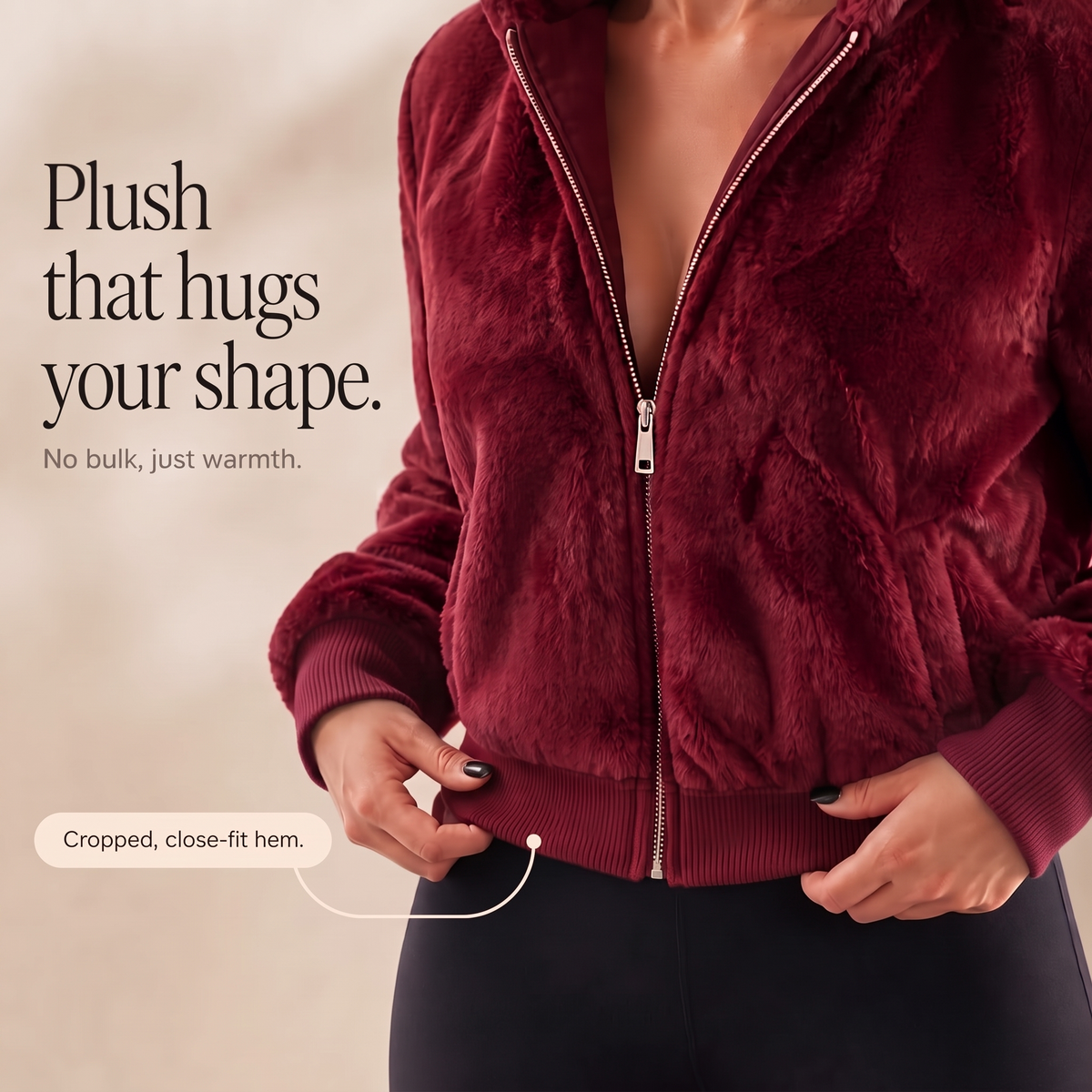 Wearbella Hooded Faux Fur Jacket - Women's Cropped Zip Coat