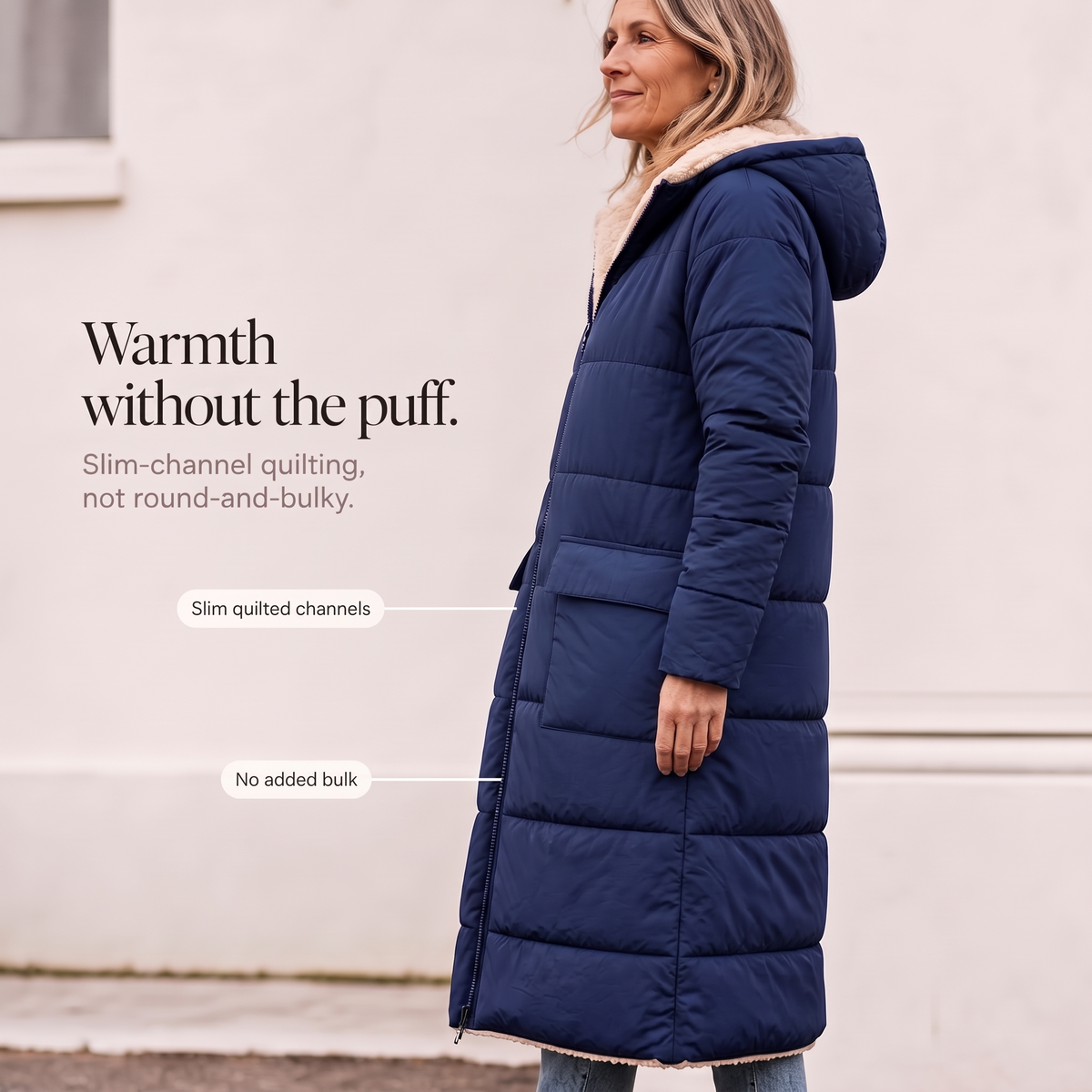 Veluna Reversible Quilted Coat - Sherpa-Look Women's Coat
