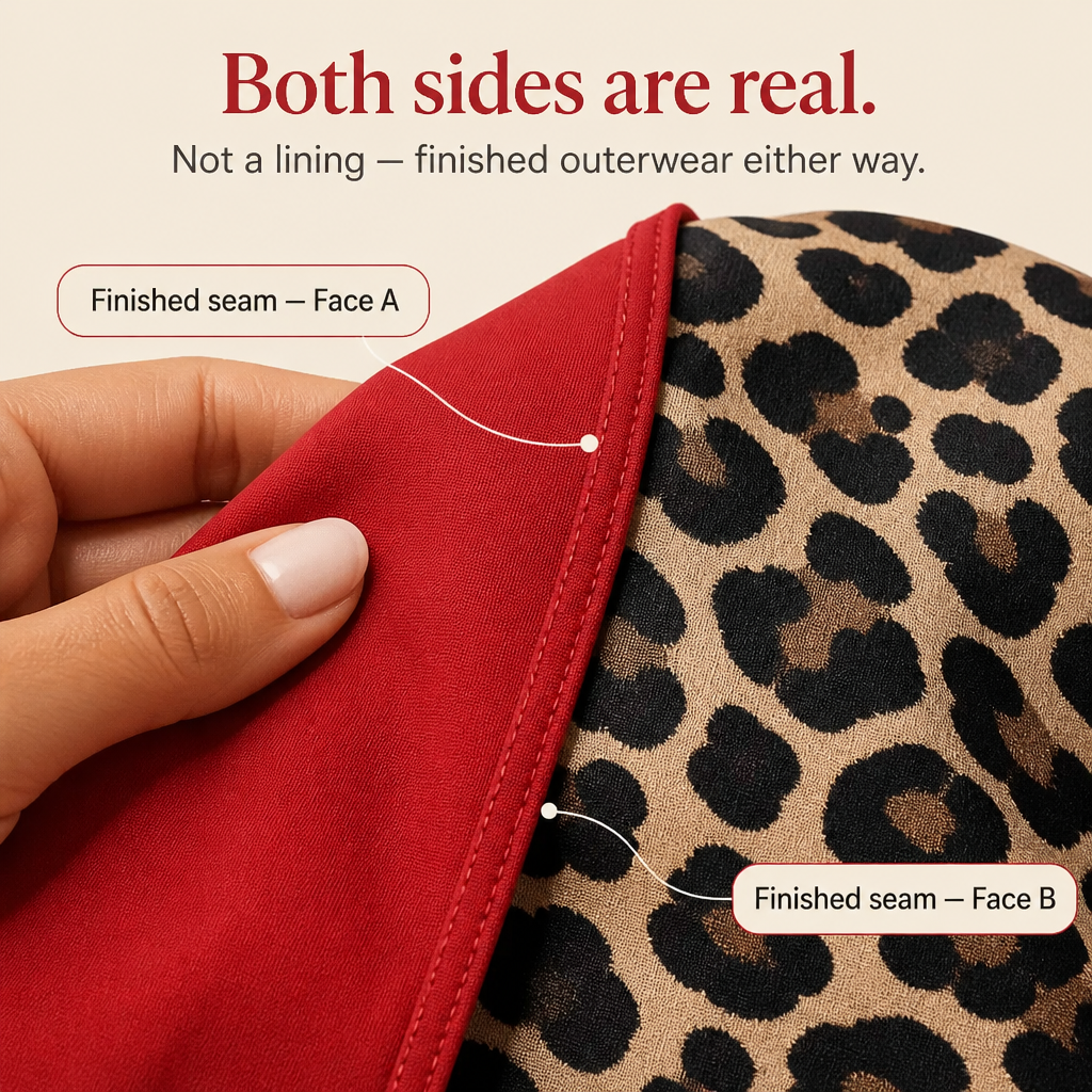 Wearbella Reversible Coat - Women's Leopard Print Hooded