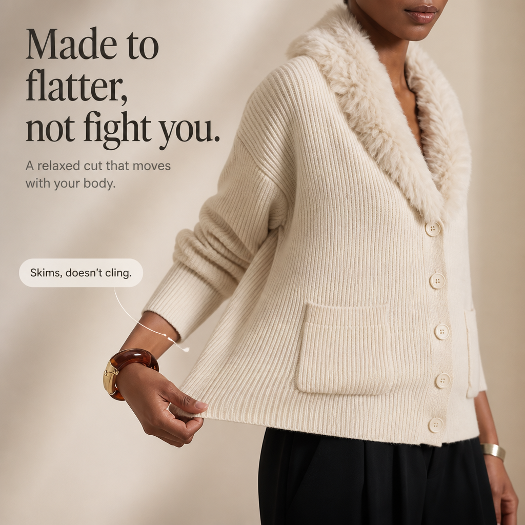Veloura Faux-Fur Lapel Cardigan - Chunky Women's Knit