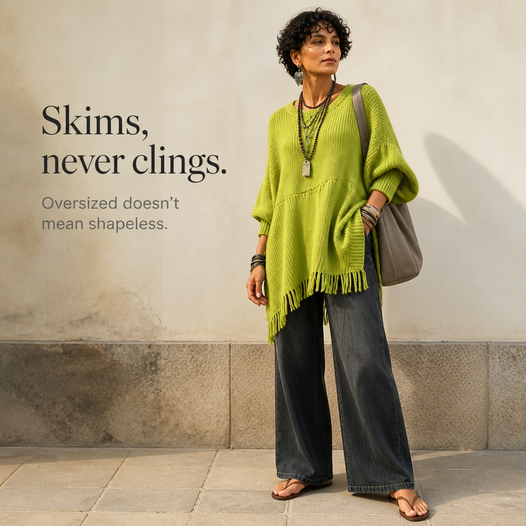 Limehaven Fringe Knit Poncho - Women's Batwing Jumper