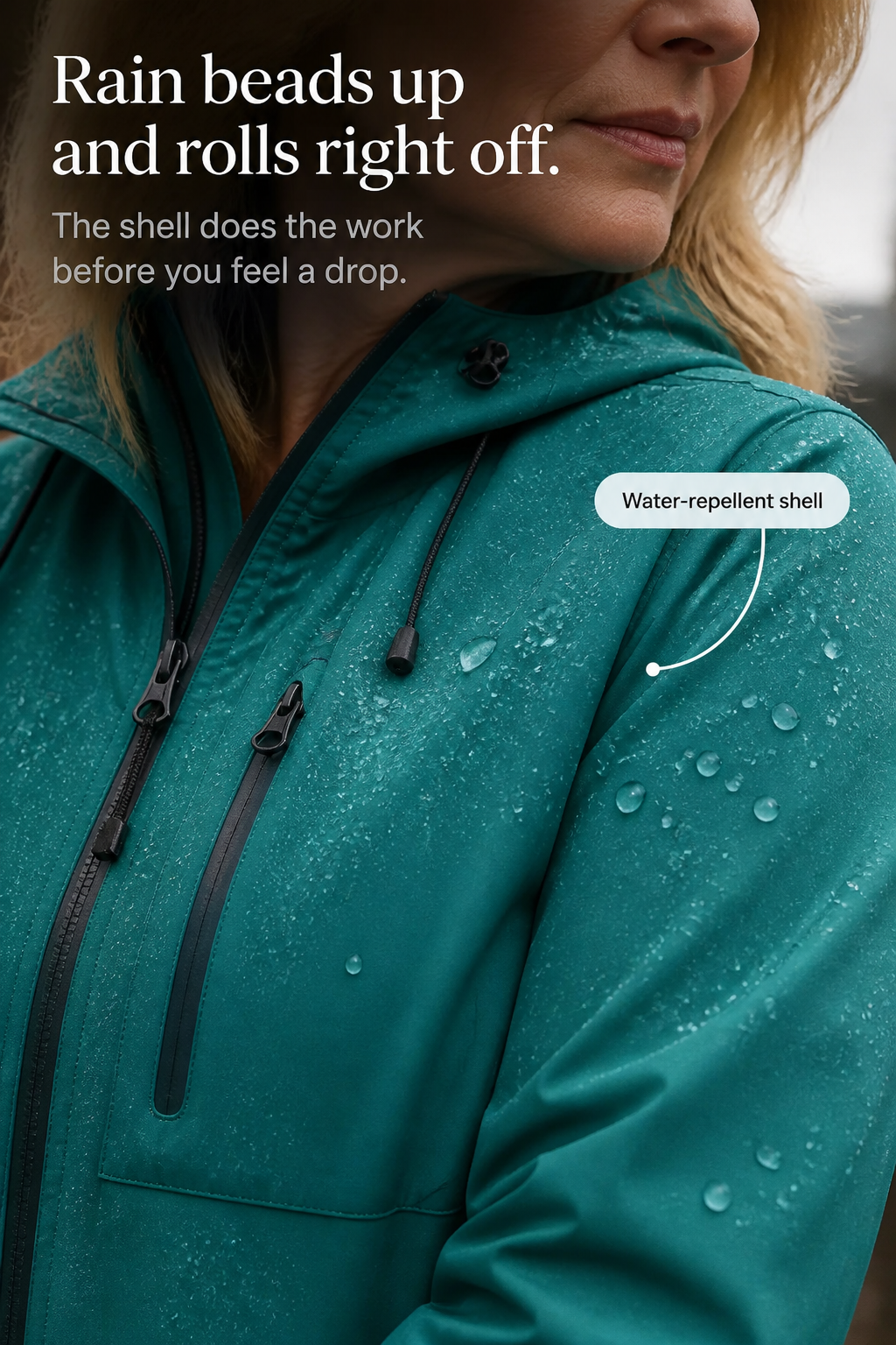 Weathergo Hooded Rain Jacket - Windproof Women's Raincoat