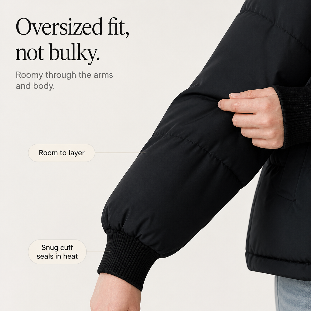 Veluna Cropped Puffer Jacket - Hooded Women's Short Coat