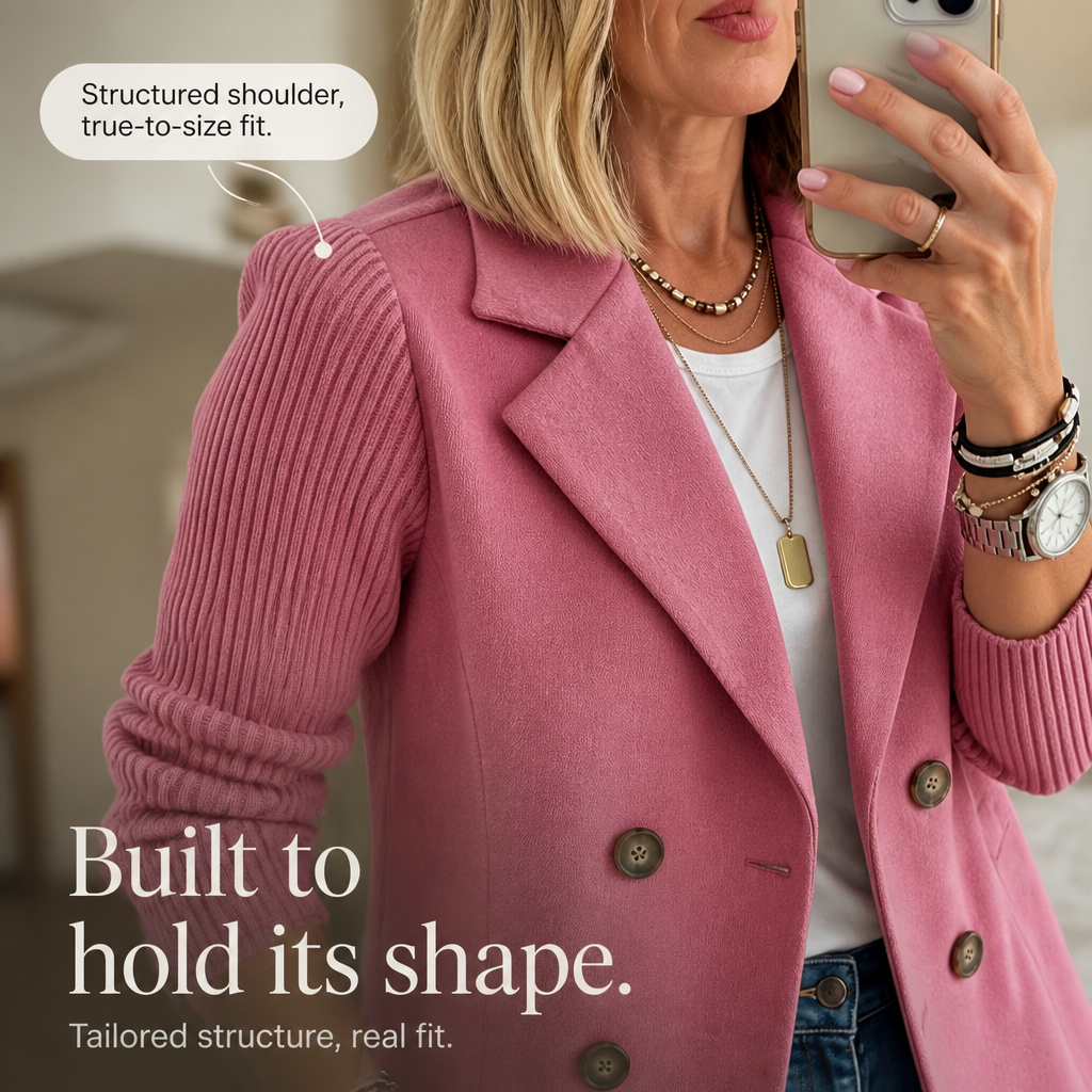 Wearbella Knit Sleeve Blazer - Women's Double Breasted