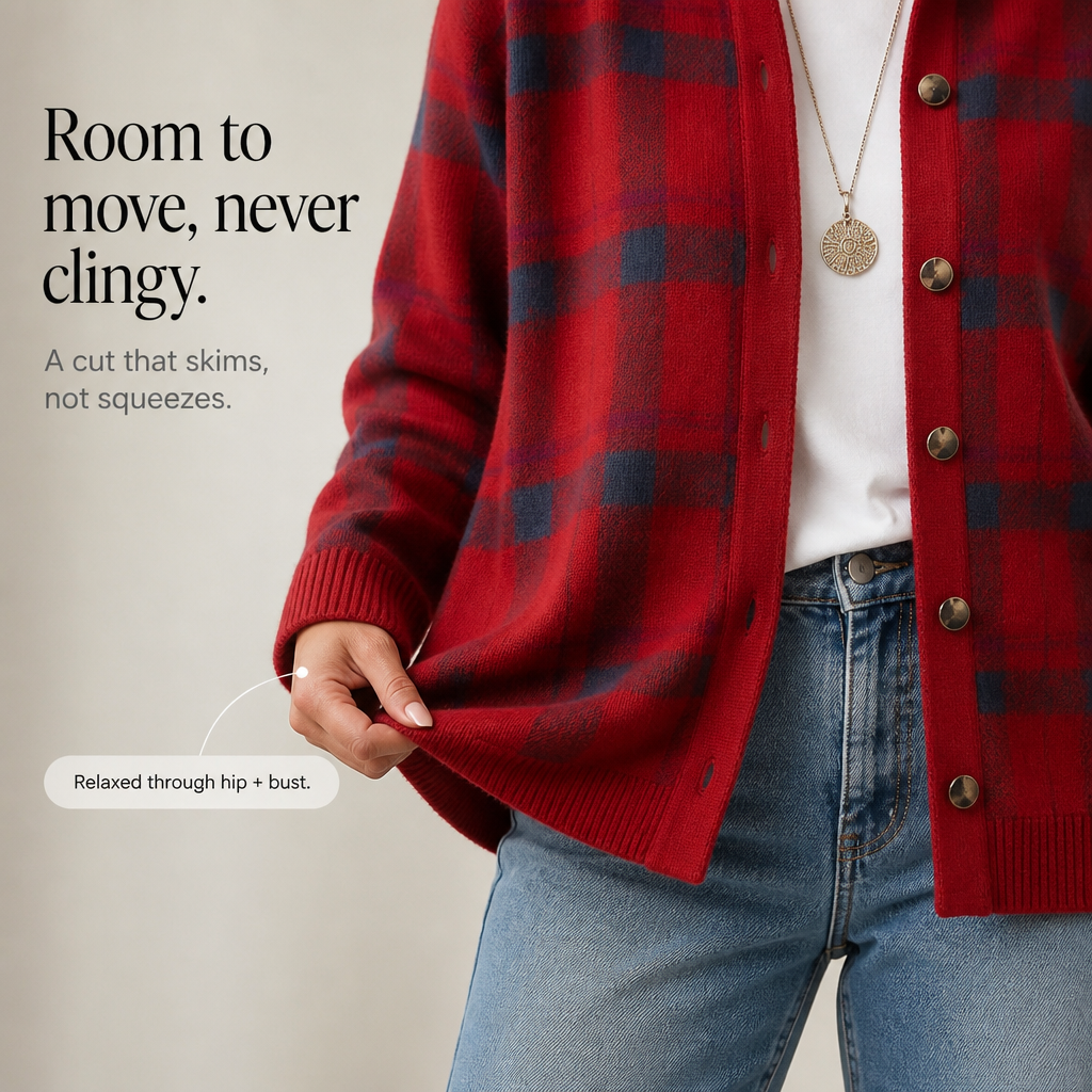 Plaidwell Plaid Cardigan - Women's Collared Knit Jacket