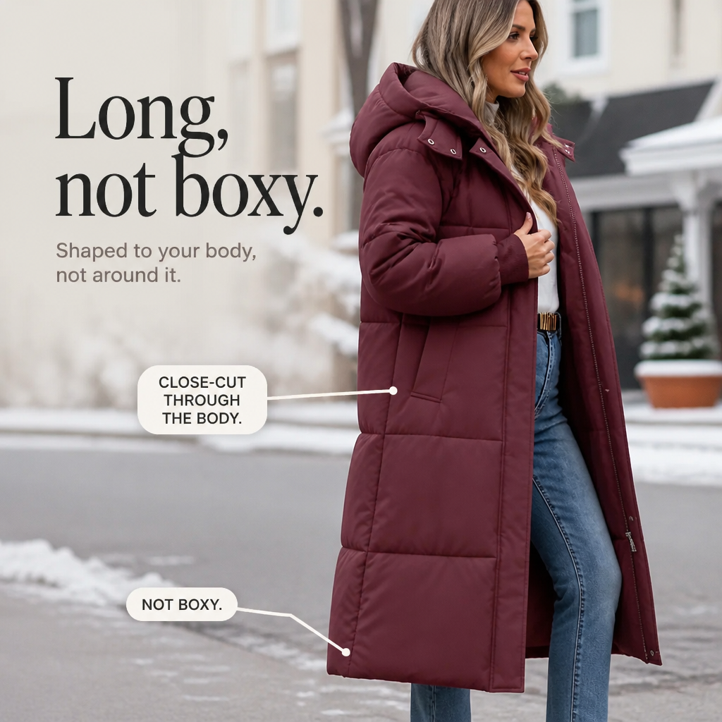 Wearbella Long Hooded Puffer Coat - Women's Winter Coat