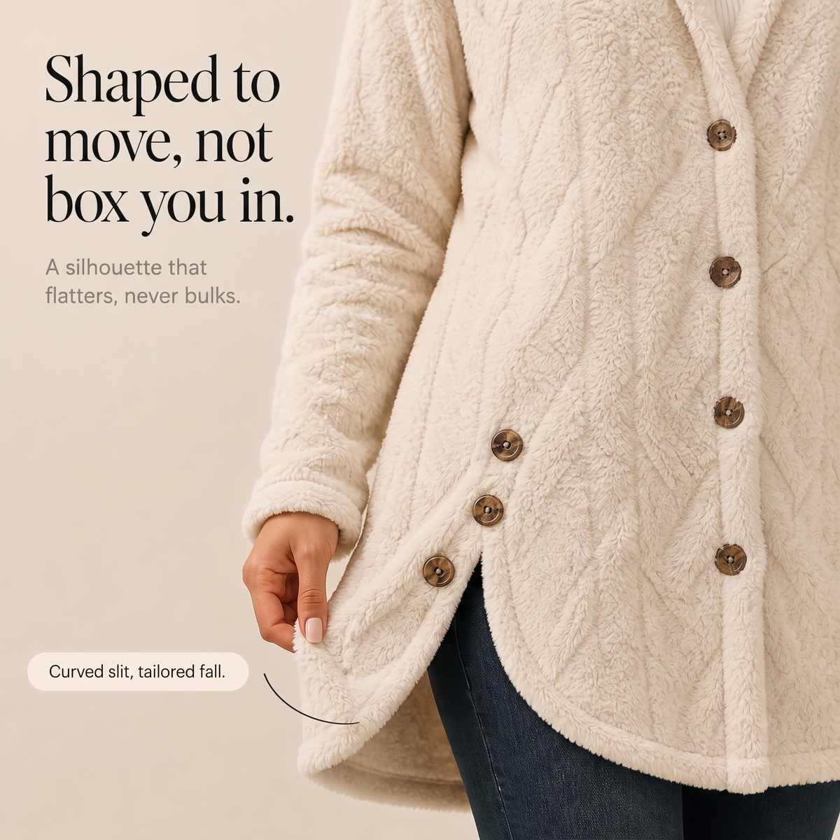 Wearbella Diamond Jacquard Hooded Coat - Women's Plush Coat