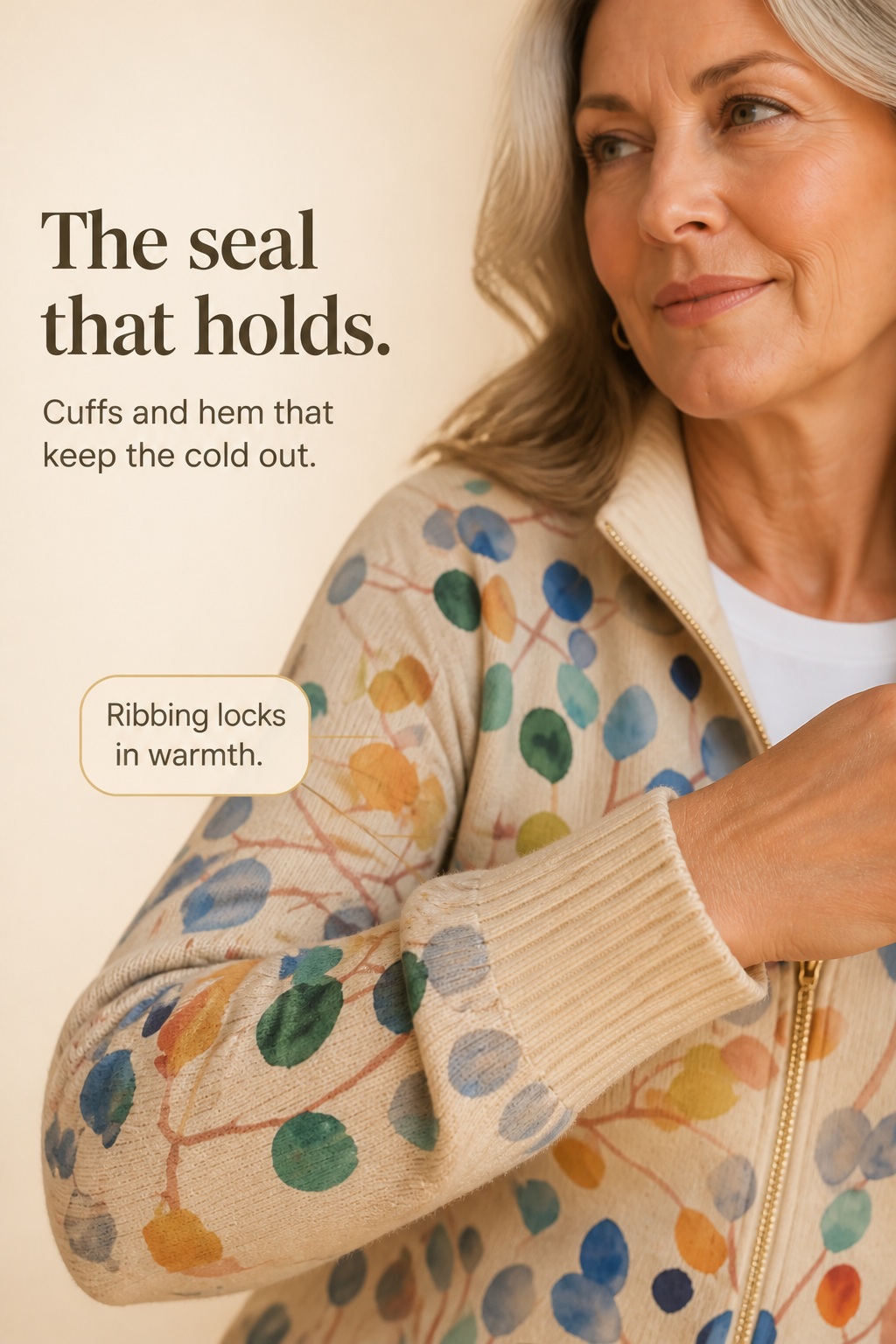 Threezip Botanical Cardigan - Women's Zip Up Print Bomber