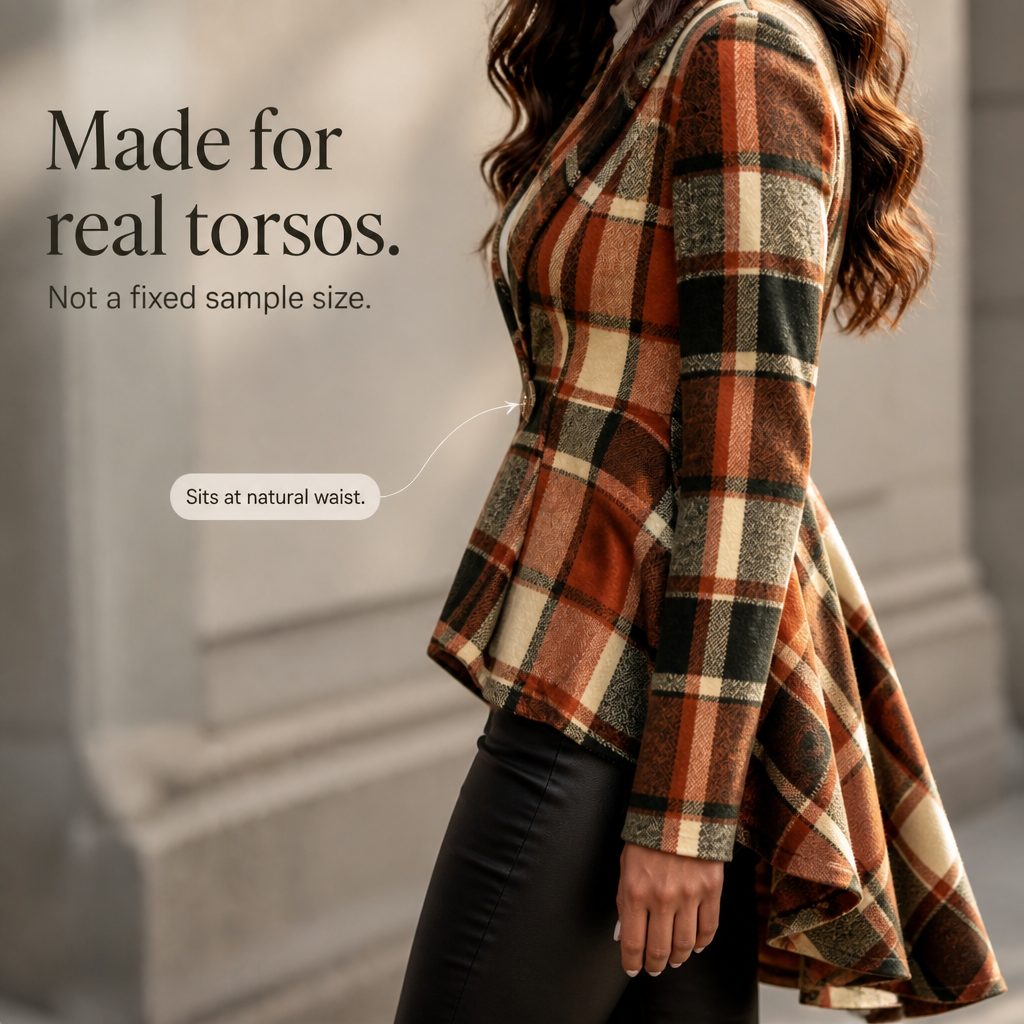 Wearbella Plaid Peplum Coat - Women's High-Low Coat