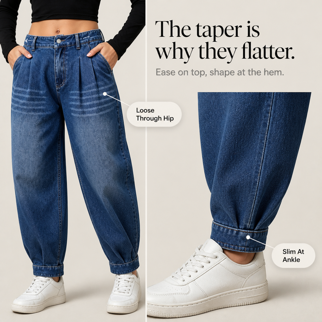 Slouchden Harem Jeans - Tapered Elastic Back Women's Jeans