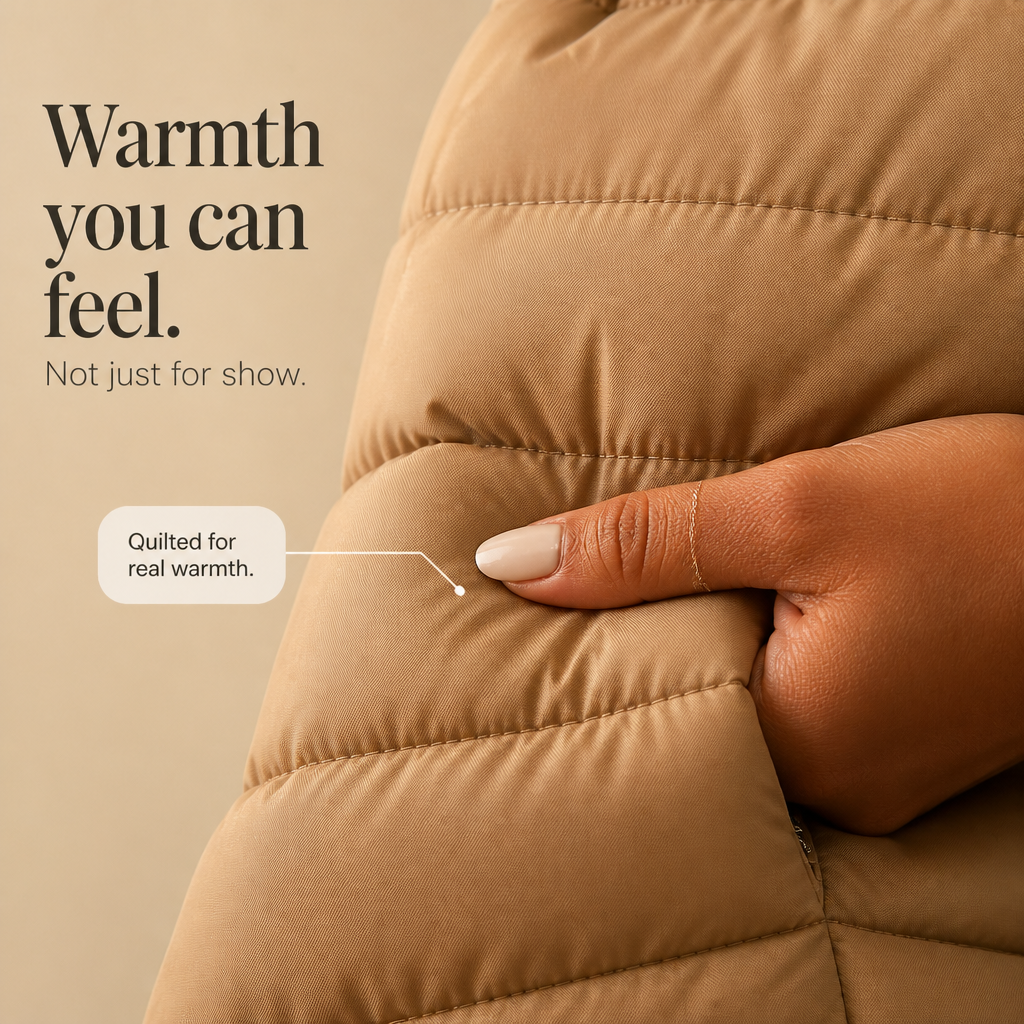 Coeza Quilted Puffer Jacket - Women's Knit Sleeve Hoodie