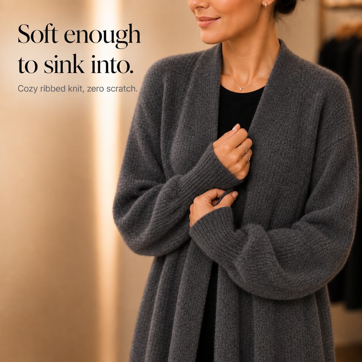 Ribbella Ribbed Longline Cardigan - Women's Long Knit
