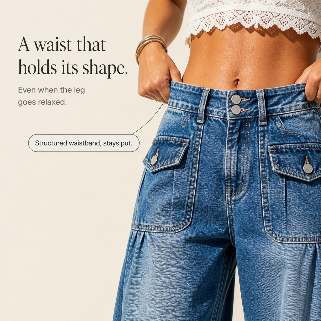 Barrelette Barrel Jeans - Tie Hem High Waist Women's Jeans