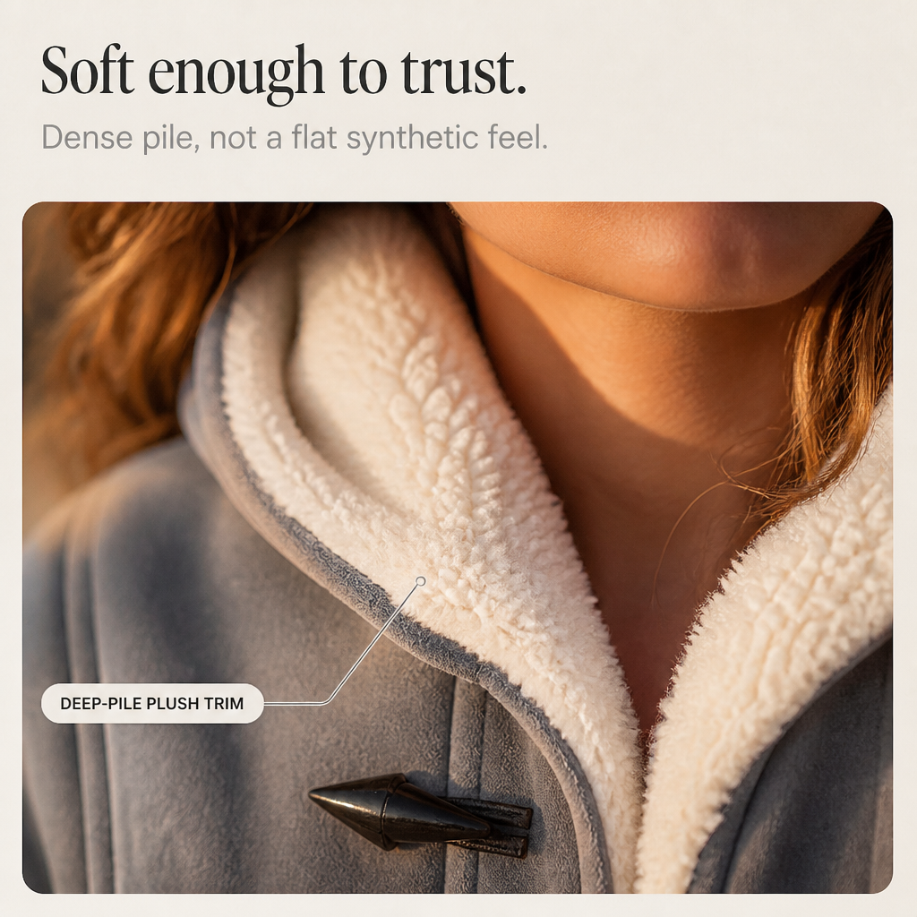 Plushbelle Faux Shearling Coat - Women's Hooded Winter Coat