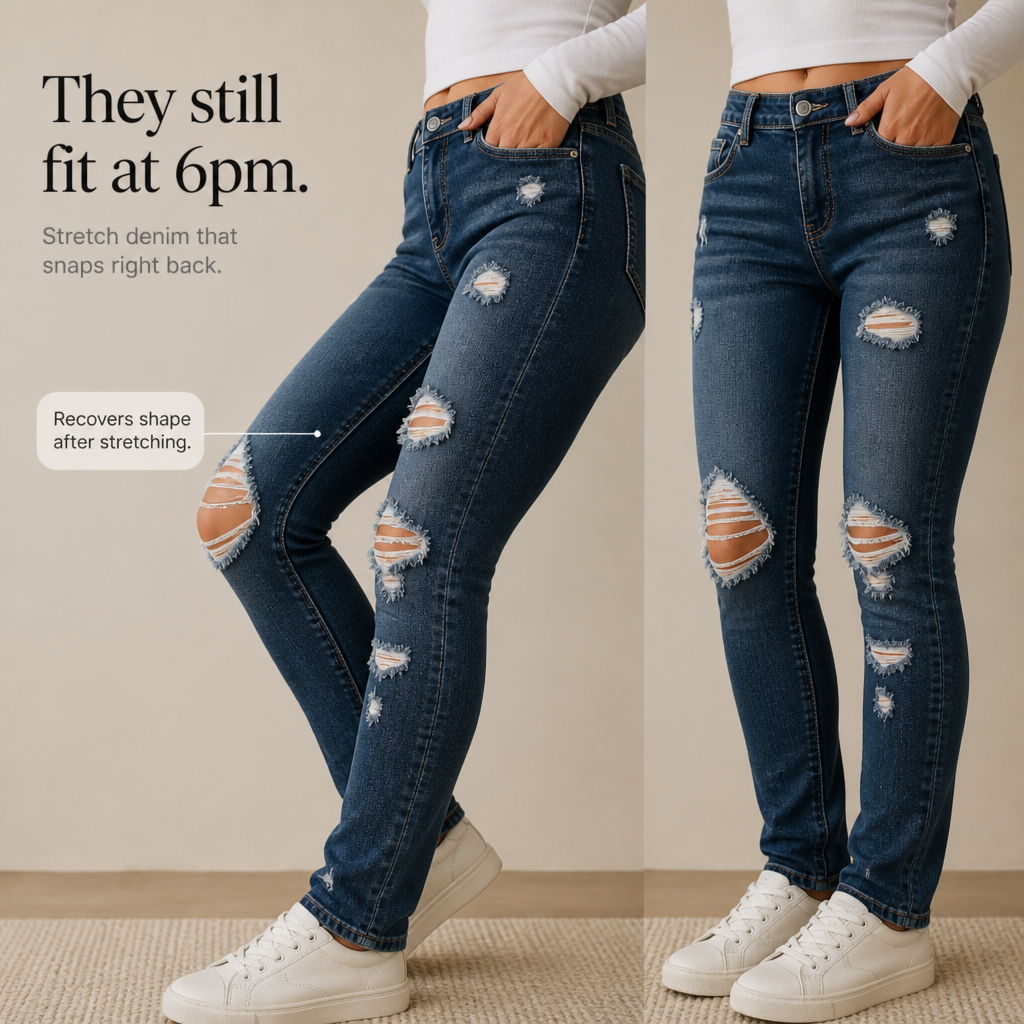 Curvella Skinny Jeans - Distressed High Waist Women's Jeans