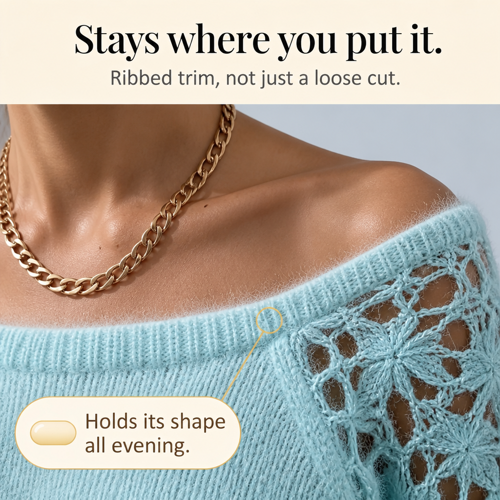 Wearbella - Open-Shoulder Lace Knit Women's Sweater