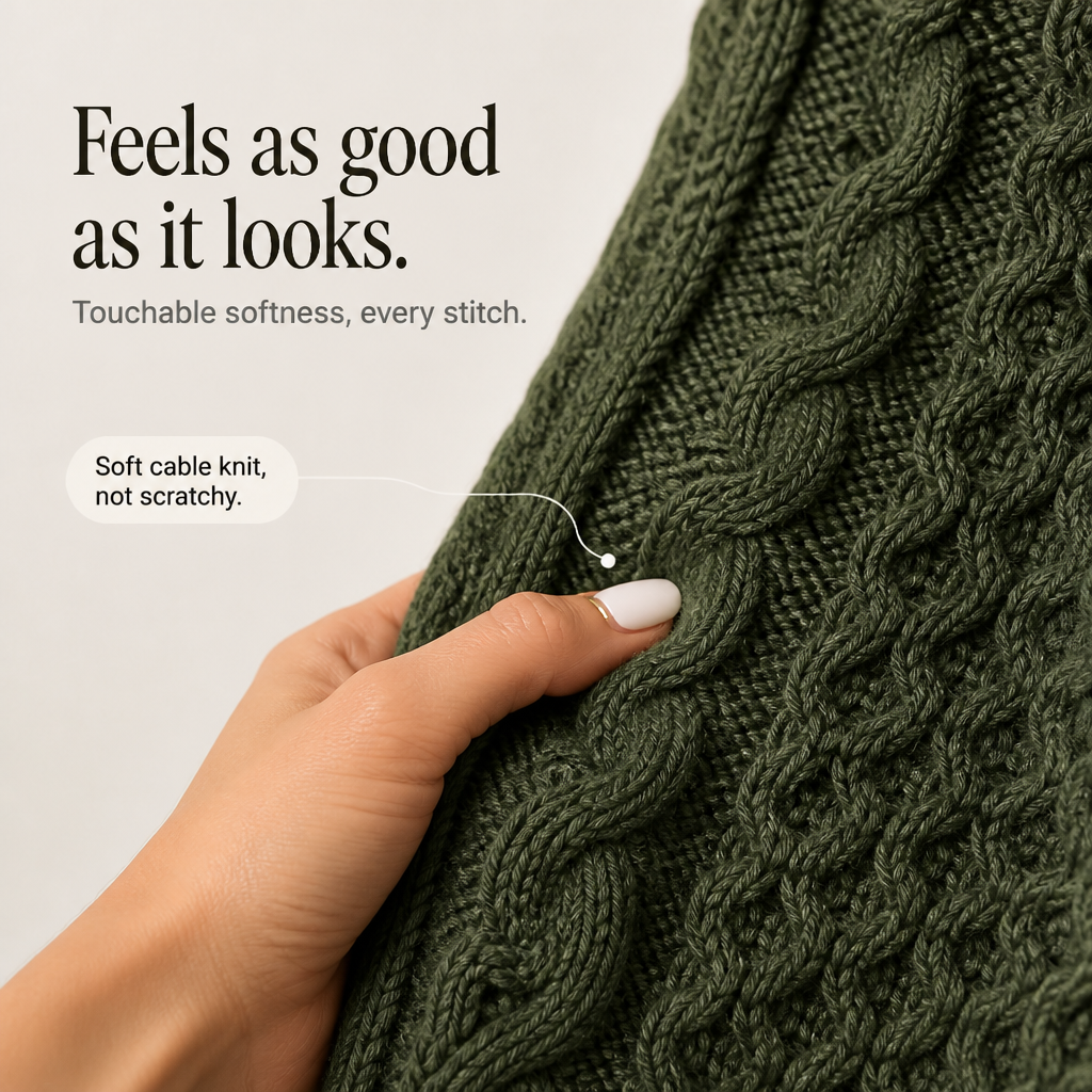 Cable & Cove Poncho Jumper - Women's Cable Knit Roll Neck