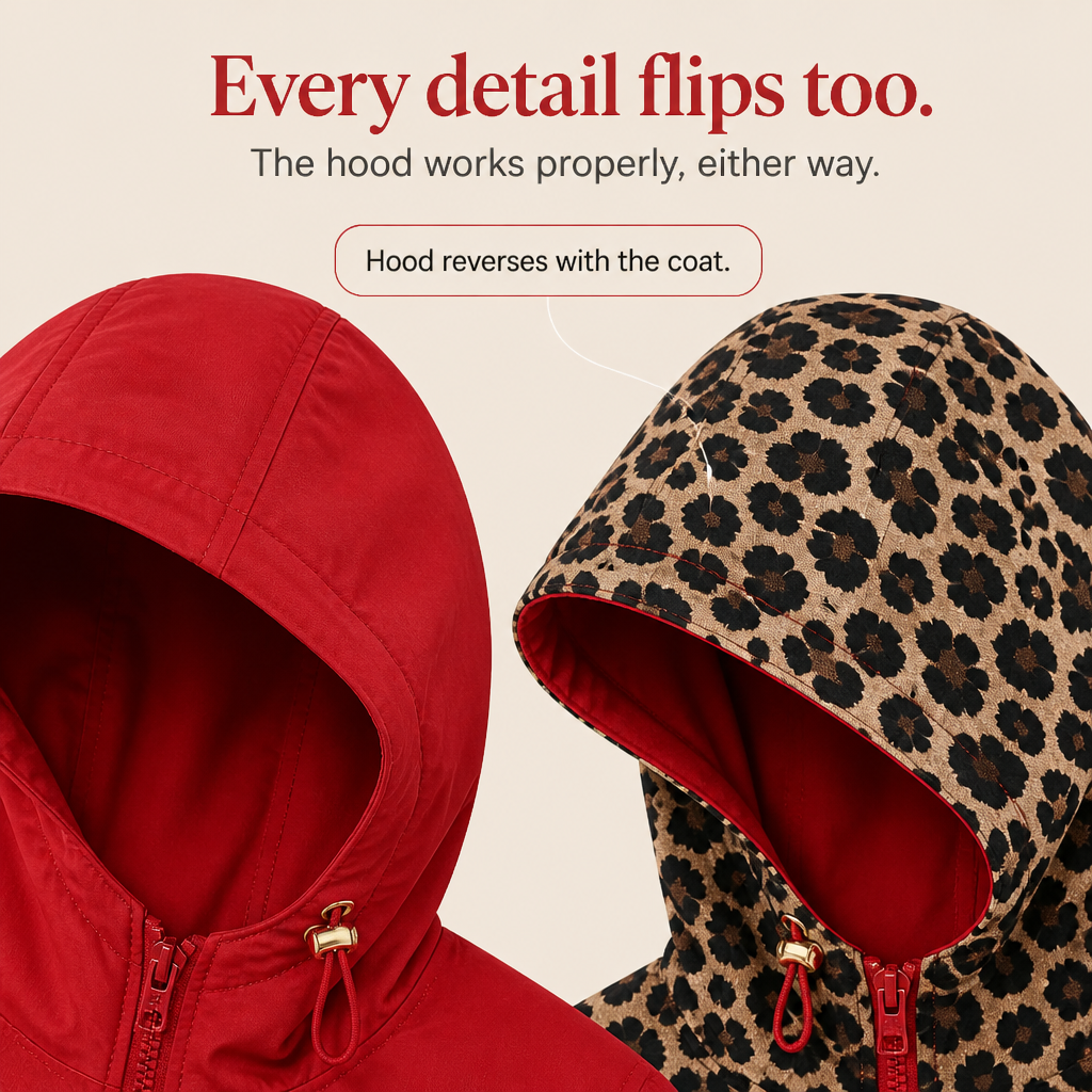 Wearbella Reversible Coat - Women's Leopard Print Hooded