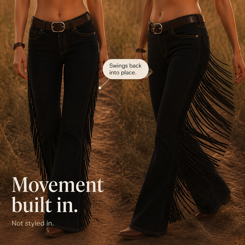 Elarosa Fringe Flare Jeans - Women's Western Bell Bottoms
