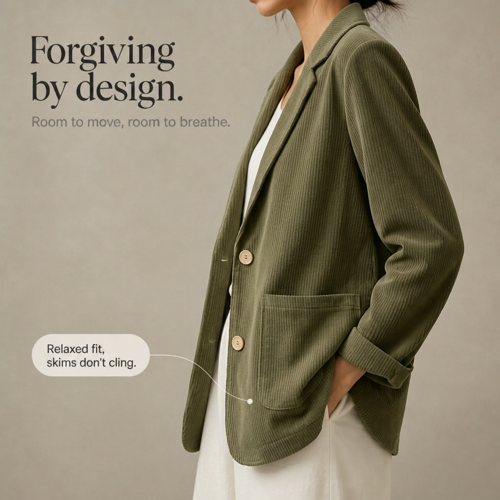Corduraine Corduroy Blazer - Notch Collar Women's Blazer