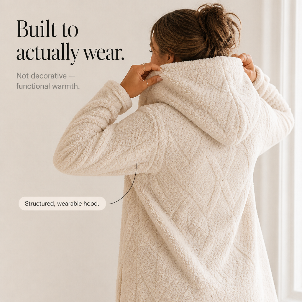 Wearbella Diamond Jacquard Hooded Coat - Women's Plush Coat
