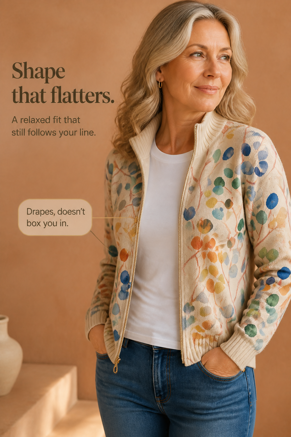 Threezip Botanical Cardigan - Women's Zip Up Print Bomber