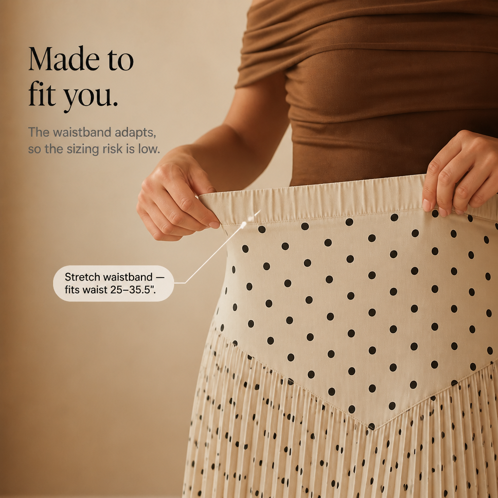 Wearbella Polka Dot Skirt - Pleated Women's Midi Skirt