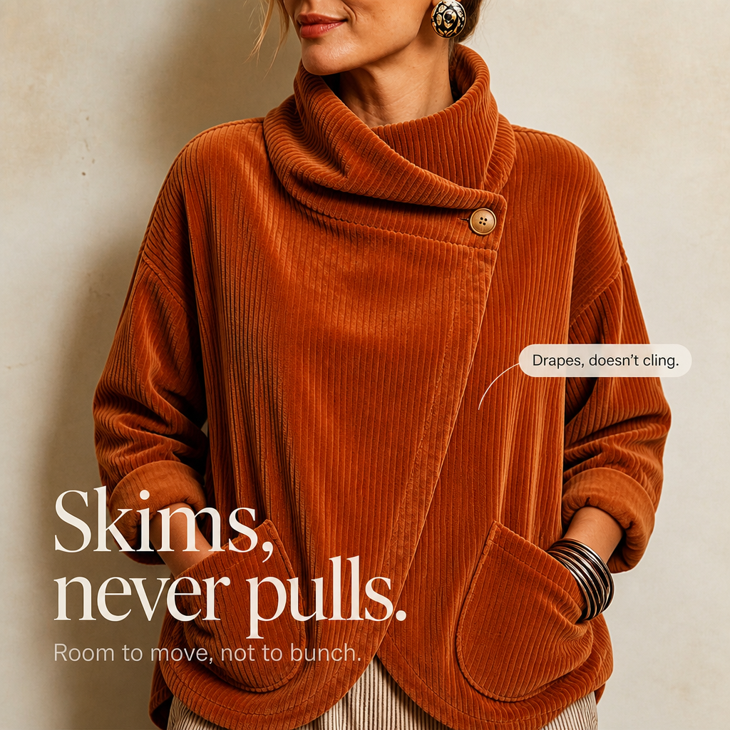 Draperly Corduroy Jacket - Women's Asymmetric Wrap Top