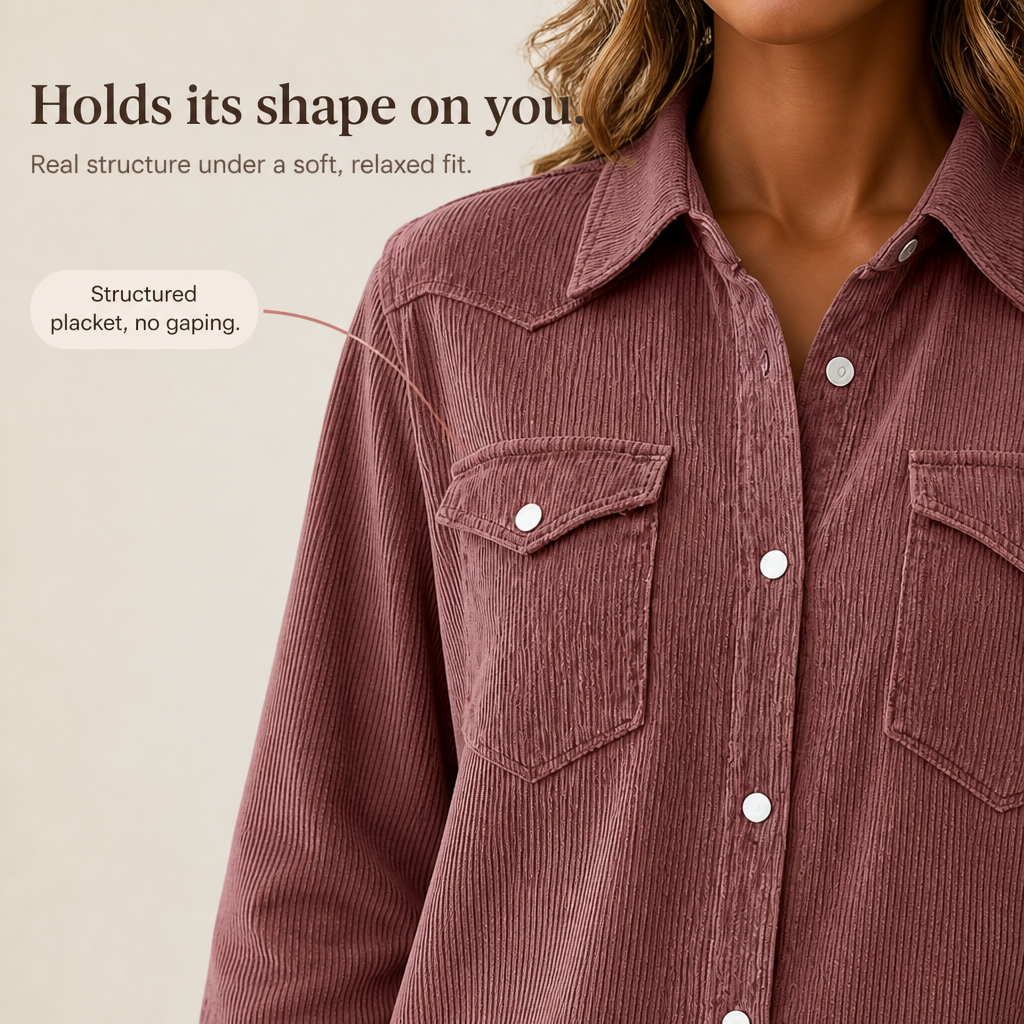 Ribwell Ribbed Knit Shacket - Women's Button Front Shirt
