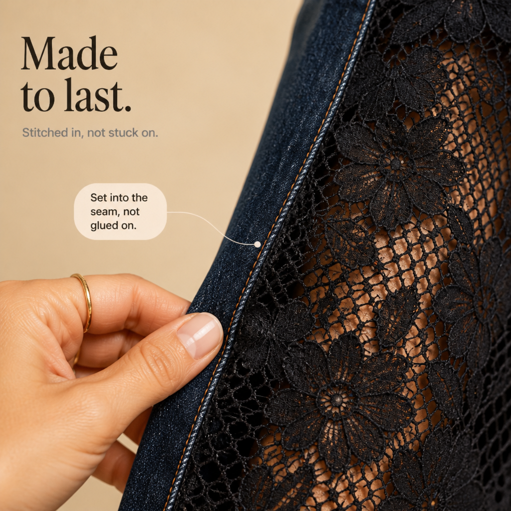 Laceflare Flare Jeans - Black Lace Panel Women's Jeans
