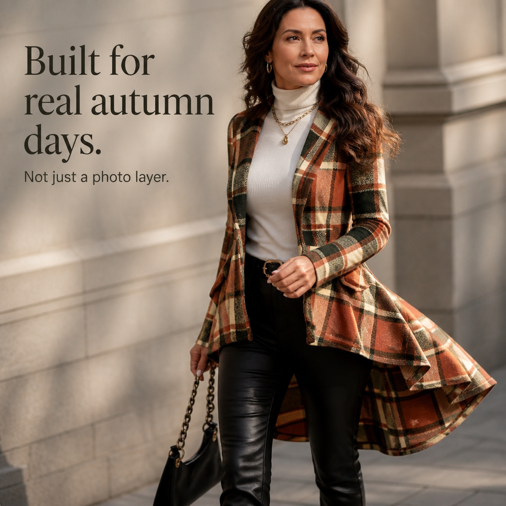 Wearbella Plaid Peplum Coat - Women's High-Low Coat