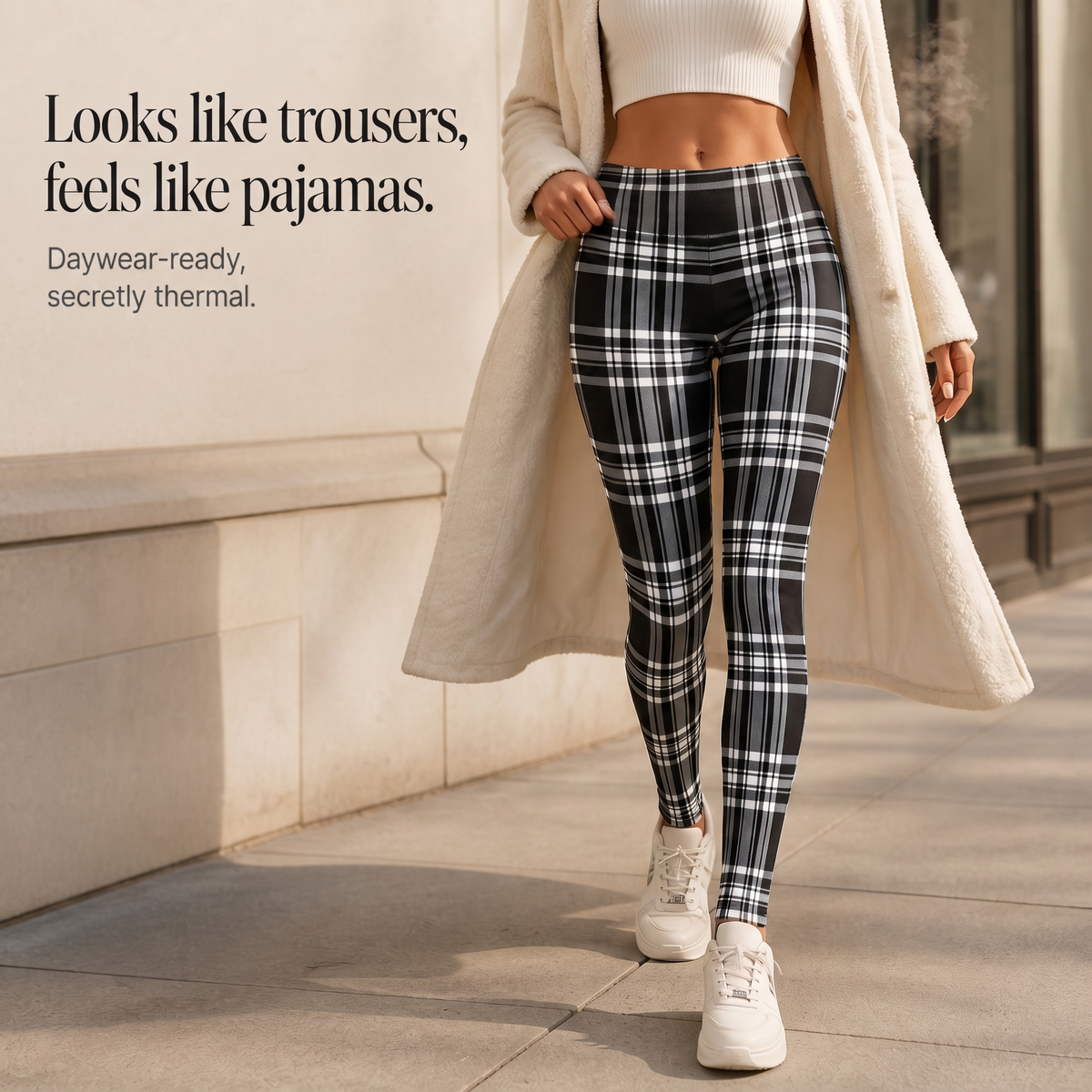 Wearbella Plaid Thermal Leggings - Women's Lined Leggings
